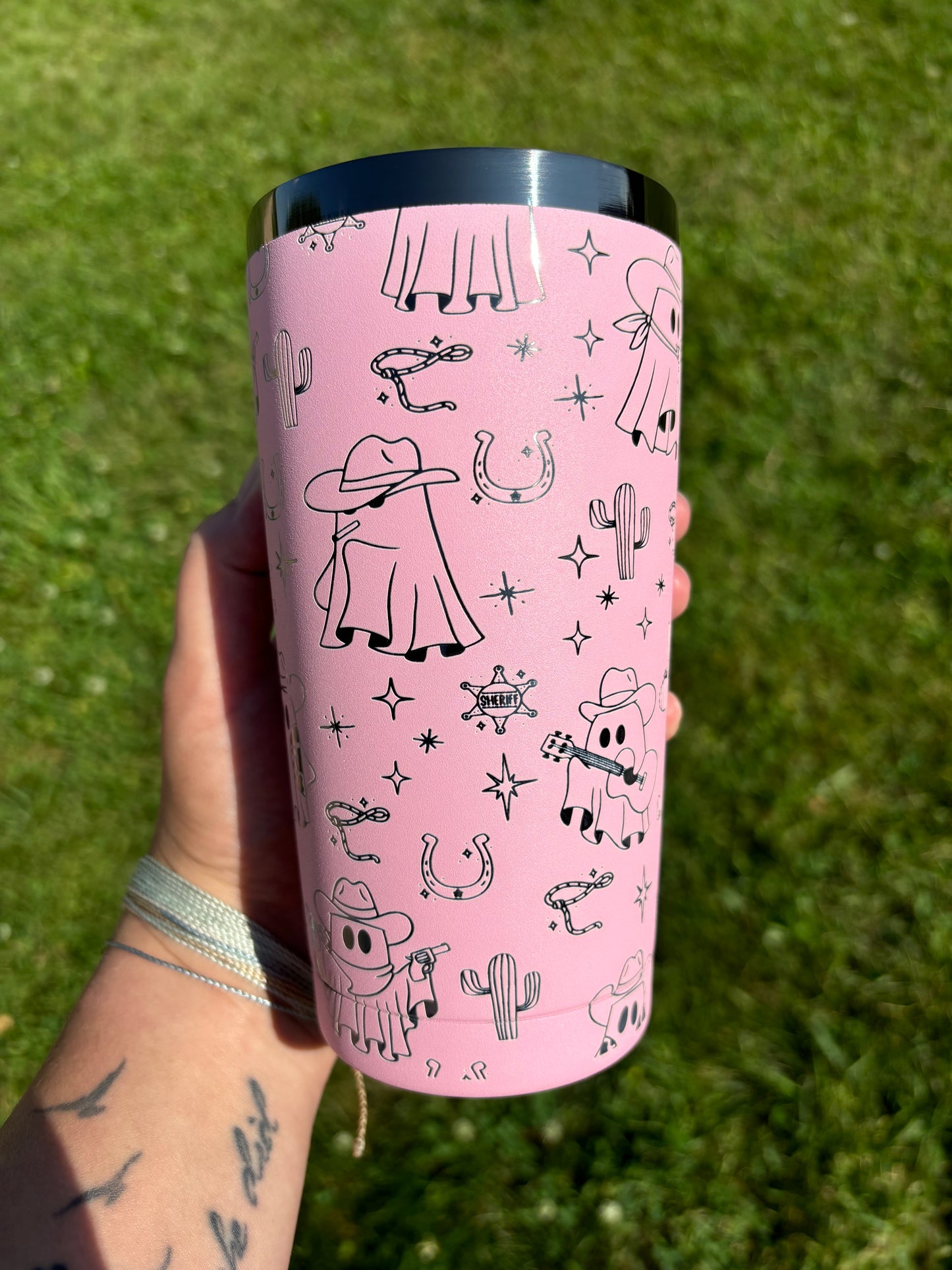 SPOOKY BUT MAKE IT WESTERN 20OZ EMGRAVED TUMBLER- PINK