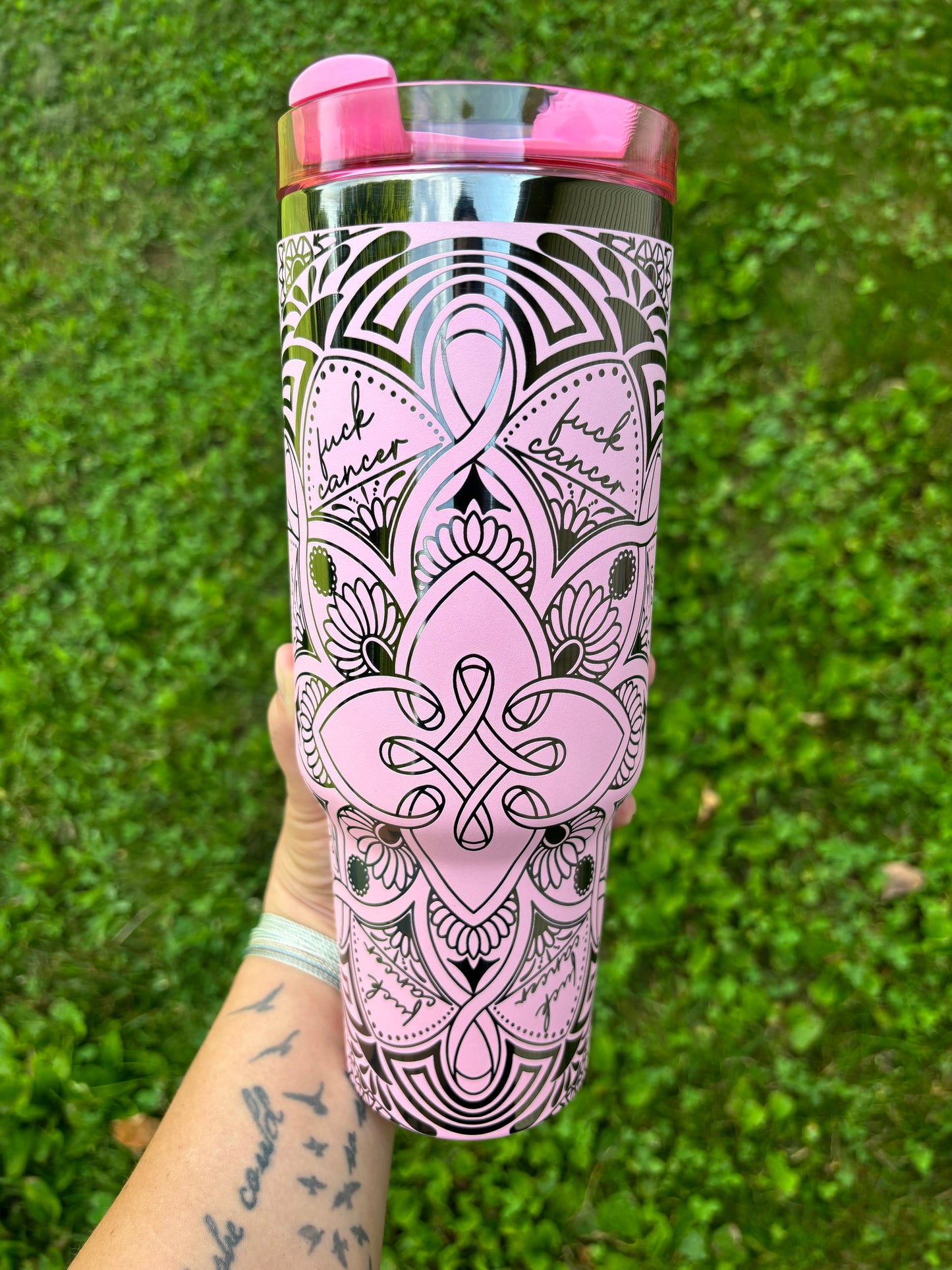 F*CK CANCER 40OZ ENGRAVED TUMBLER