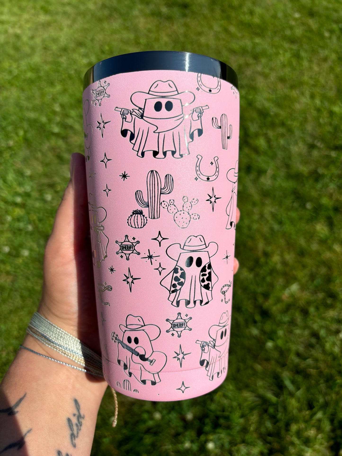 SPOOKY BUT MAKE IT WESTERN 20OZ EMGRAVED TUMBLER- PINK