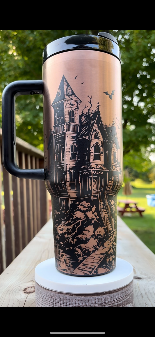 HAUNTED HOUSE 40oz ENGRAVED TUMBLER